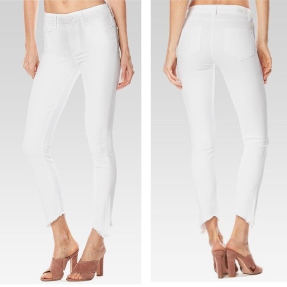 PAIGE Hoxton Ankle Peg -Optic White Ankle Fray Jeans Size 30 - Picture 1 of 8
